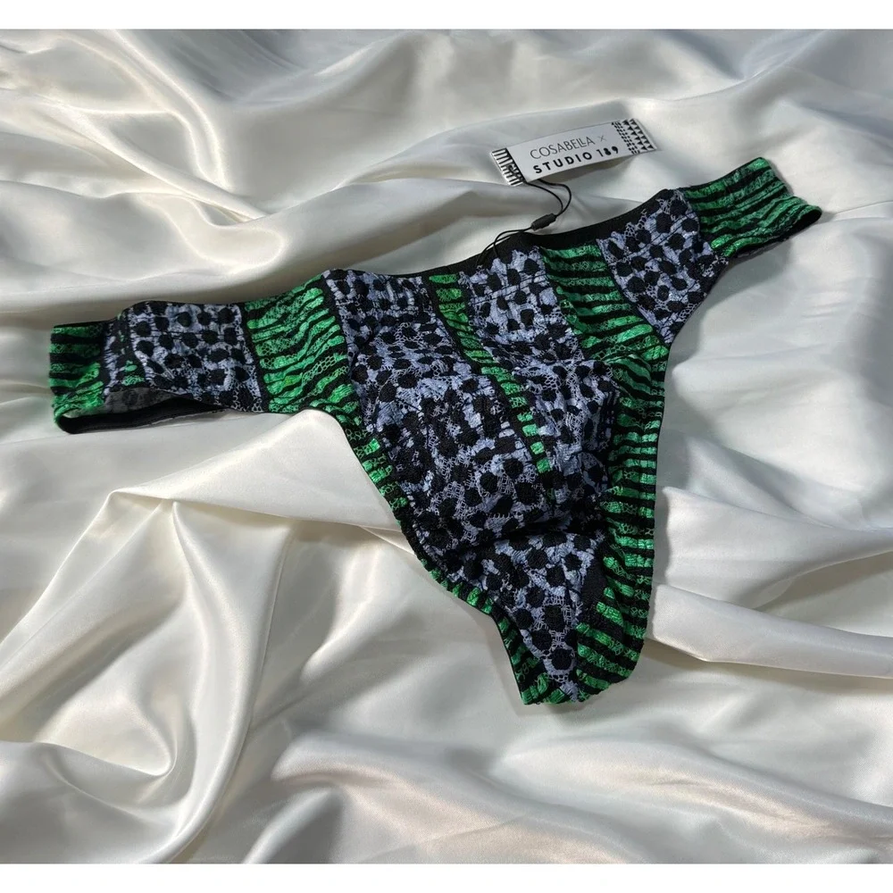 Men's Luxury Lace G-String Bold Print Sexy Designer Thong Statement Piece XL